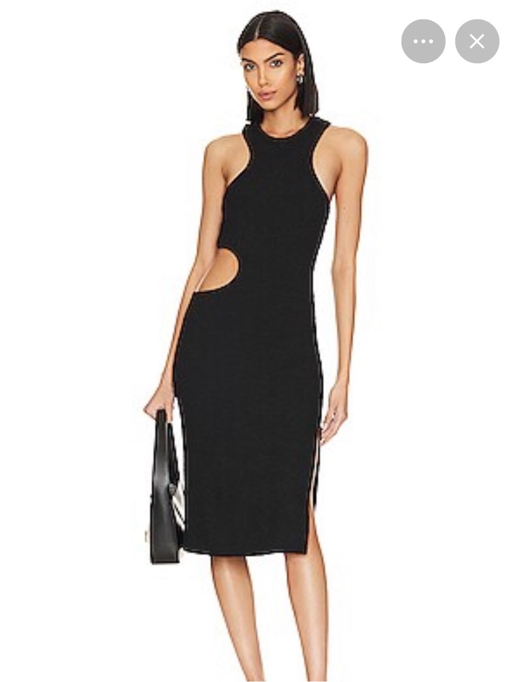 Steve Madden Black Sleeveless Midi Dress with Side Cutout